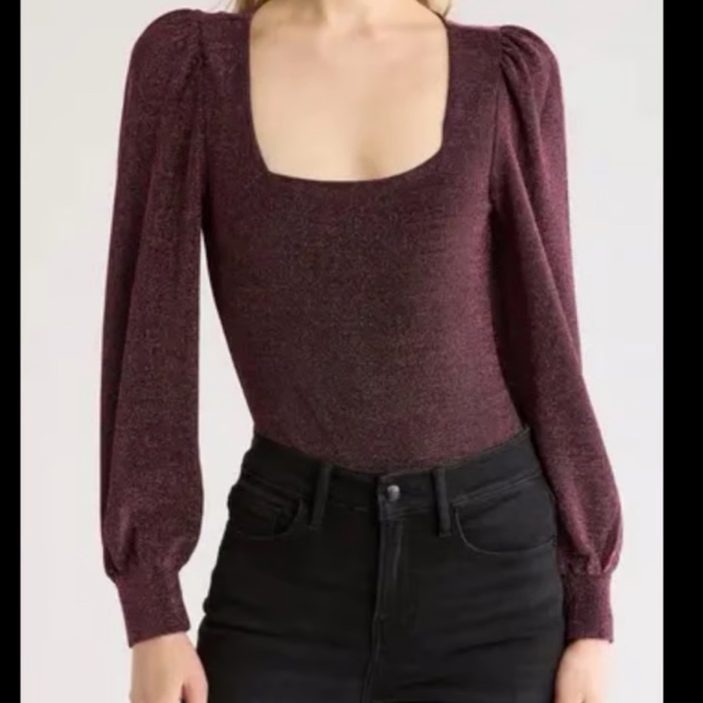 Steve Madden Sparkle Square Neck Bodysuit